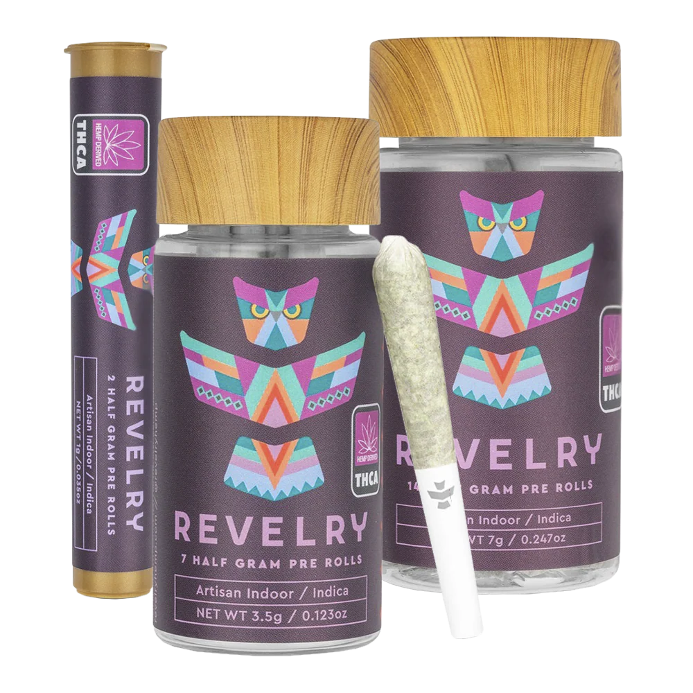 Revelry Premium Indoor THCA Pre-Rolls 0.5g 7pk Biscotti Mints Indica