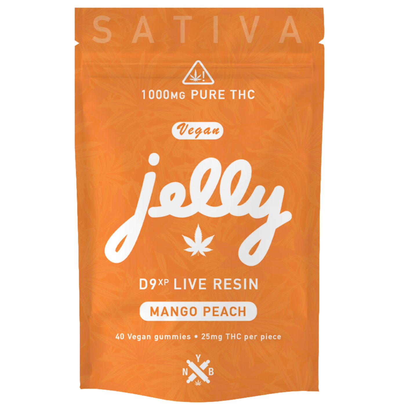Jelly D9 Live Resin 1000mg Gummies 40ct-Mango Peach