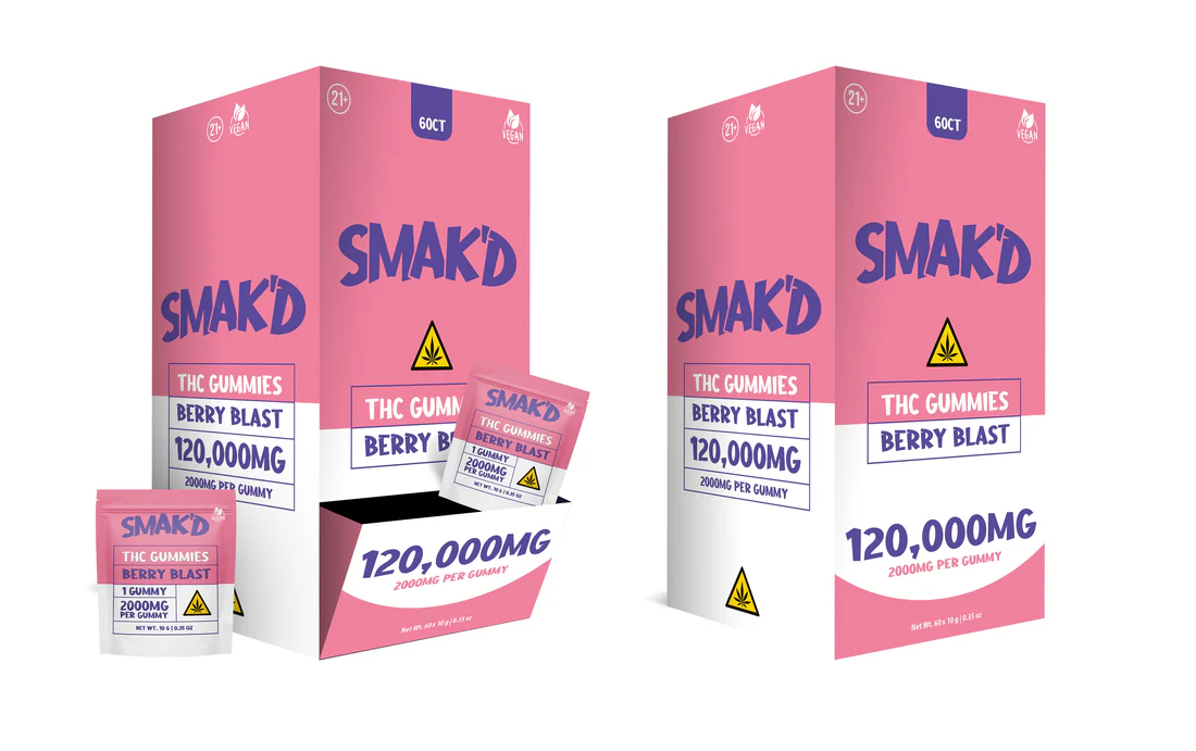 SMAK'D THC Gummies 2000MG - Berry Blast
