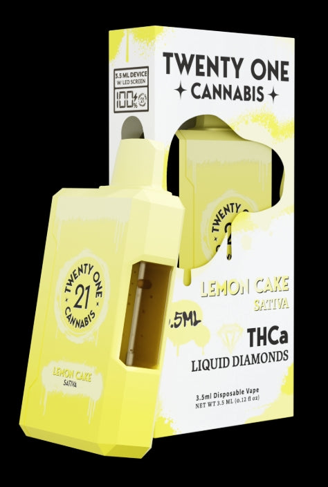21 Cannabis- 3.5ML Liquid Diamonds Dispo ( Lemon Cake) Sativa