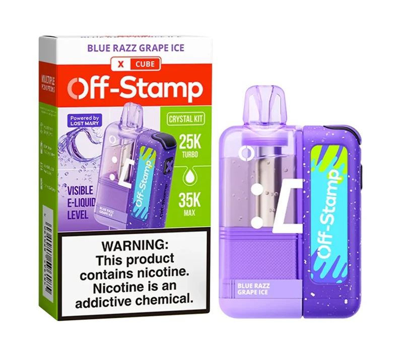 Off-Stamp X-Cube Crystal Kit – 35000 Puffs – Vape Disposable Blue Razz Grape Ice