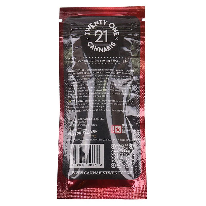 Twenty One Cannabis Pre Rolls 1g  THCa  Wildcard 2 Ct