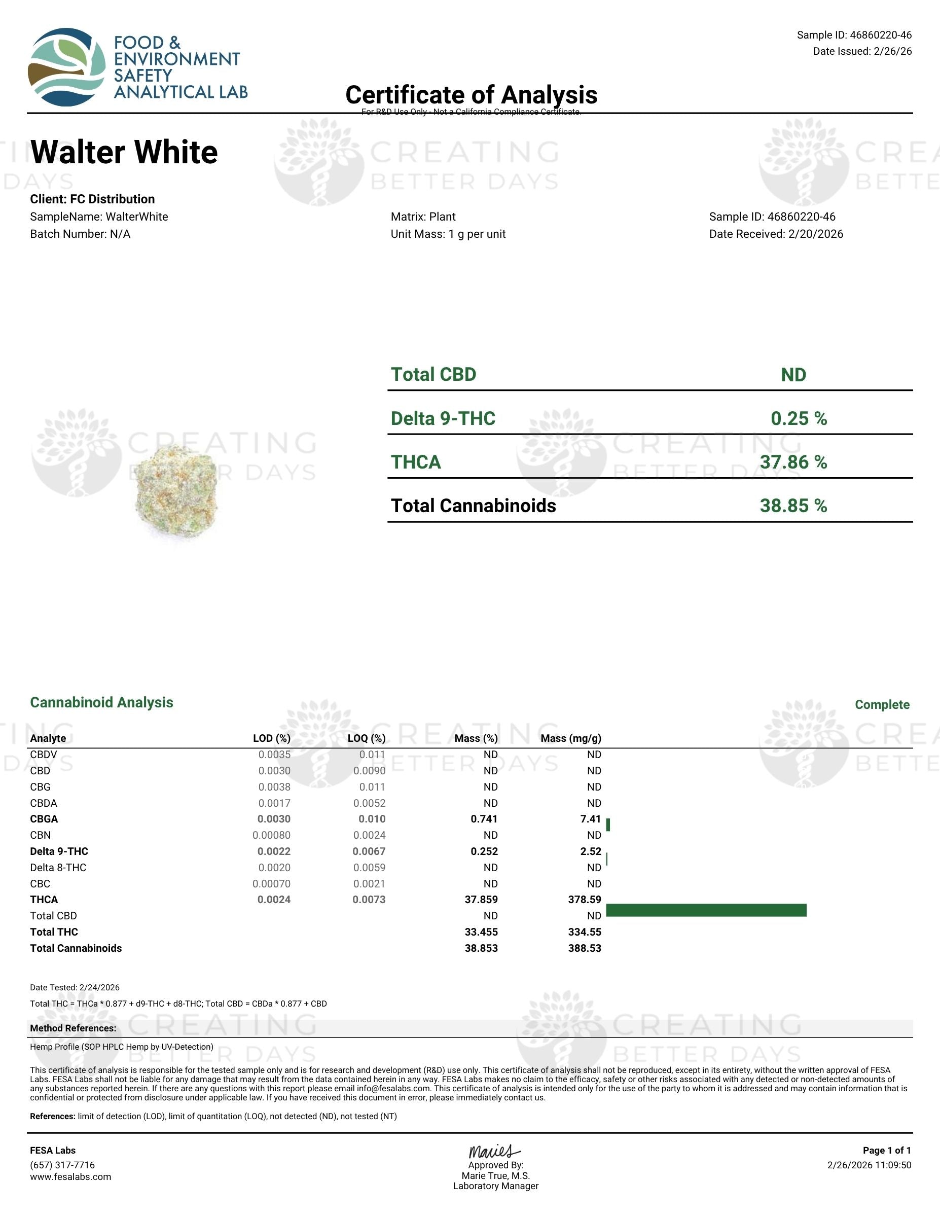 Creating Better Days- Walter White (3.5G) Sativa